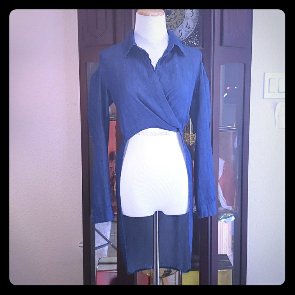 Hendi high low Jean criss cross Top
